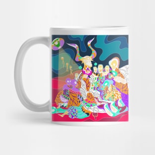the hell and witches in mexican remix of goya ecopop art Mug